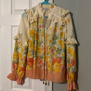 Flower Print Flowy Blouse